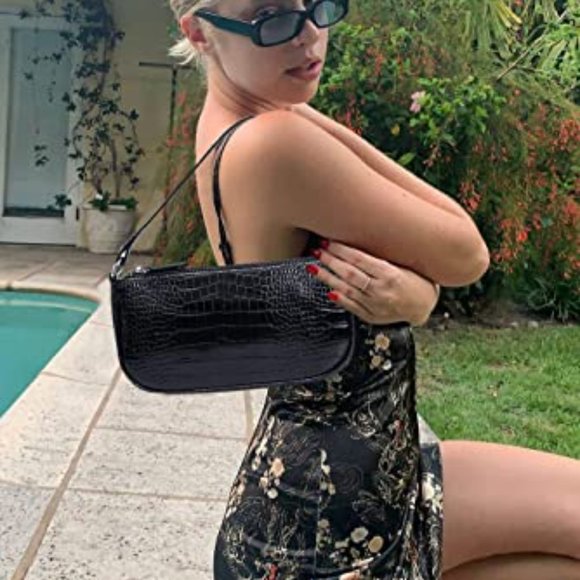 Apperloth Small Shoulder Bag with Zipper Closure Retro Classic Clutch Croc Tote - Picture 6 of 6